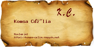 Komsa Célia névjegykártya